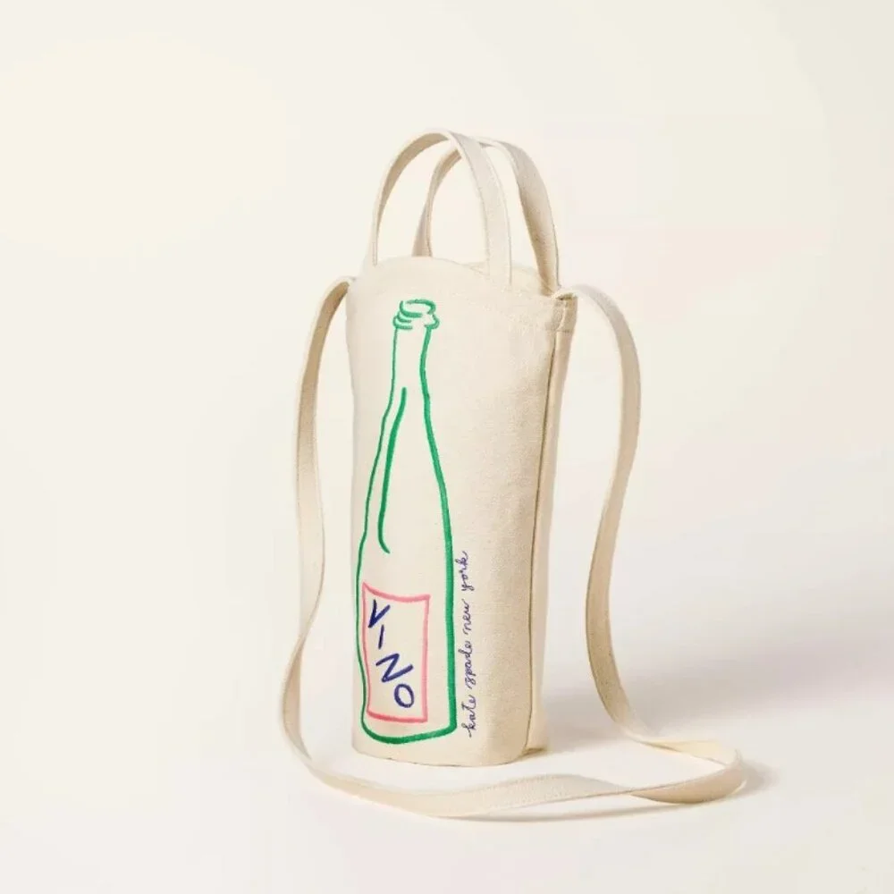 NWT Wine Embroidered Canvas Tote Bag - kate spade new york x Target Natural